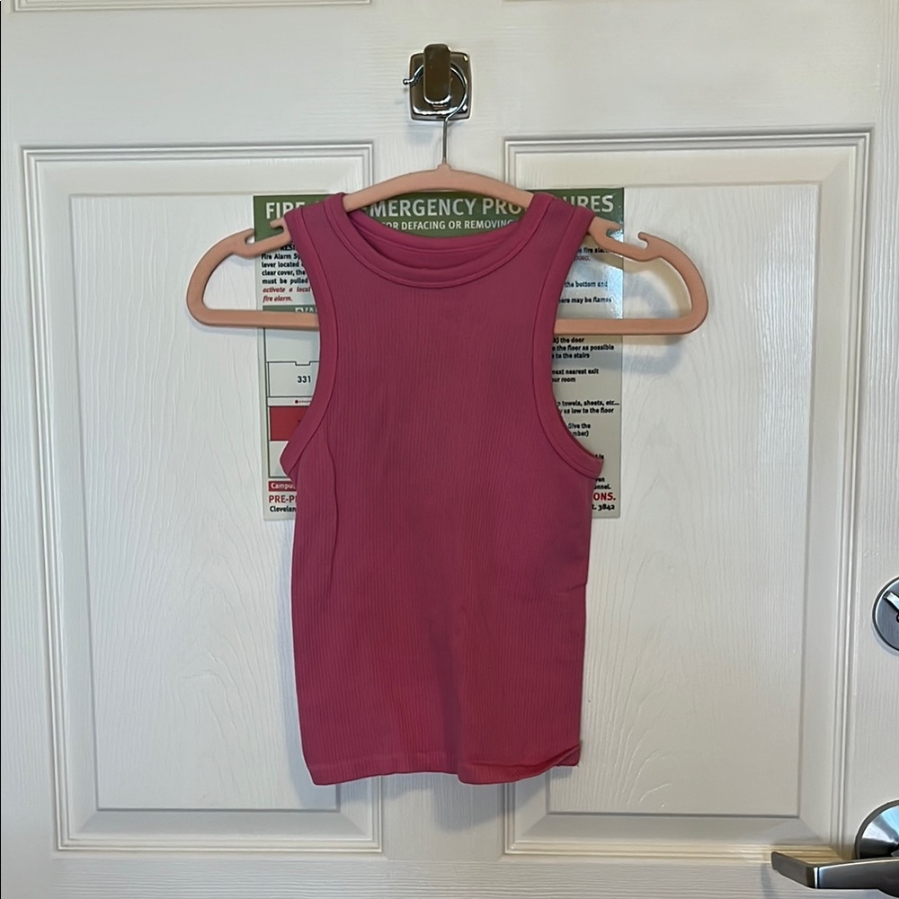 No Boundaries Pink Ribbed Tank Top